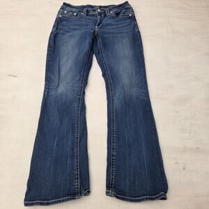 Y2K Embellished Jeans Cross Pocket Denim 32x32 LOTUS by Miss Me Dark Wash